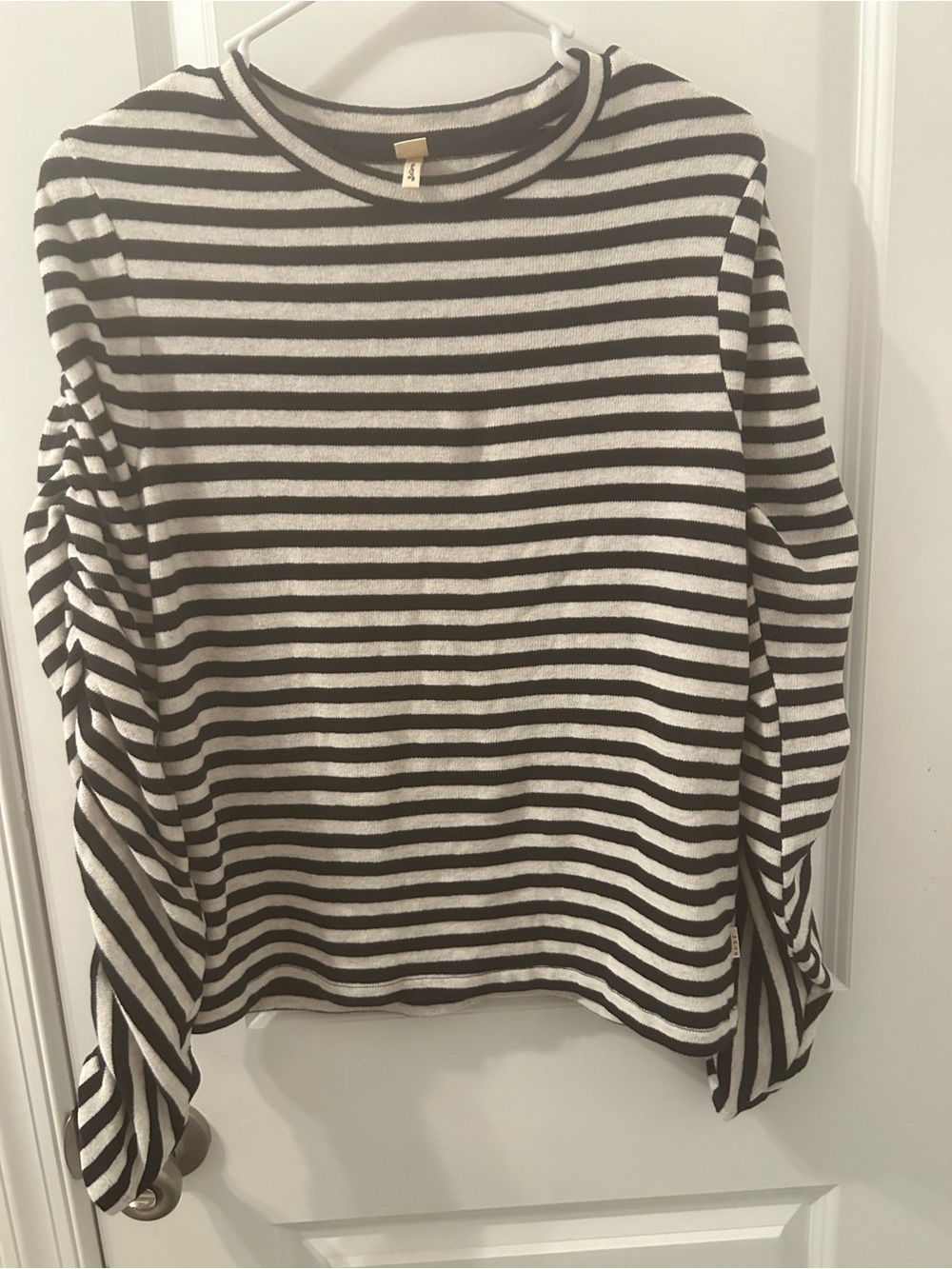 Bellerose Black and White Striped Tie-Sleeve Top